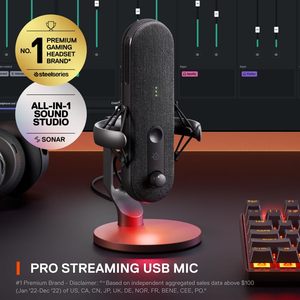 <span class=keywords><strong>ไม</strong></span>โครโฟนคอนเดนเซอร์ <span class=keywords><strong>SteelSeries</strong></span> Alias USB สำหรับพีซี แคปซูลขนาดใหญ่ขึ้น 3 เท่า พร้อมระบบตัดเสียงรบกวน AI  ฐานกันกระแทก ไฟ RGB LED แสดงระดับเสียง - Product Image 2