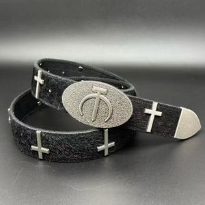 Novedoso Cinturón <span class=keywords><strong>OYE</strong></span> de Cuero con Cruz Oscura y Pelo de Caballo Estilo Punk Vintage para Hombre y Mujer de Alta Calidad y Metal Pesado para Hip-Hop Rock - Product Image 5