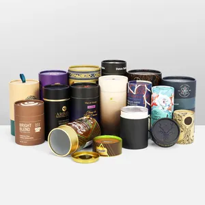 Firstsail Fabriek Custom Recyclebare Cilinder Kraftpapier Kartonnen Buis Doos Verpakking Voor Cadeau Thee Koffie Eten