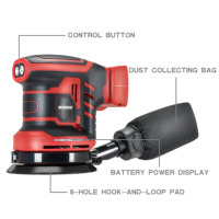Ponceuse excentrique IRONFIST 18V 5 pouces, 6 vitesses, outil électrique DIY avec batterie au lithium et sac à poussière pour ponçage du bois/métal