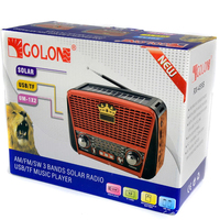 RX BT 455S Rx-Bt455S RX-456S Golon Tragbarer USB & SD MP3 Lautsprecher mit Solarpanel, Akku und 3-Band-Radio (FM, AM, SW)