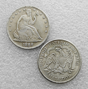 Pièces de monnaie commémoratives de style antique, demi-dollar Liberty assise, États-Unis, 1850-1890, cadeaux, décoration intérieure - Product Image 2
