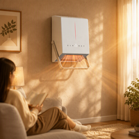 Pemanas Kamar Mandi Listrik Dinding dengan Rak Pengering Handuk Kipas Pemanas Instan Panel Sentuh Layar Digital Pengontrol Suhu
