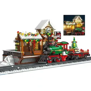 Jie Star 89142 Stazione Ferroviaria del Villaggio Natalizio con Luci, Modello in Mattoncini da Assemblare Fai-da-Te, Set di Costruzioni per Bambini - Product Image 1