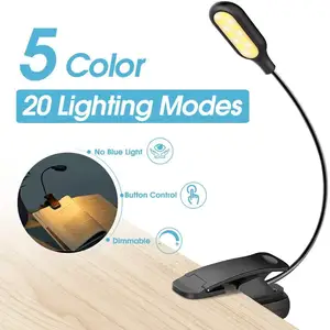 2023 New Style 14 LED Clip on Mini Reading Light 20 Light Modes USB Rechargeable Book Light for Reading in Bed