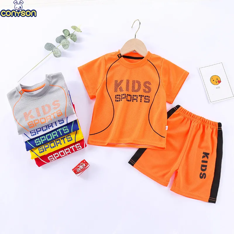 Conyson New Kids Boys Short Sleeve Basketball Jersey Summer Sets Children Two Piece Vest +Shorts Clothes Set Boy Sport Set