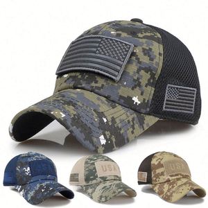 Casquette de baseball camouflage drapeau américain de haute qualité en gros, personnalisable - Product Image 1