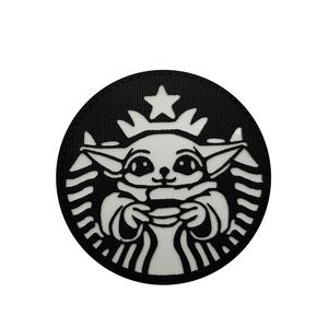 Patchs en feutre réfléchissants phosphorescents <span class=keywords><strong>Yoda</strong></span> Baby Domino découpés au laser faits à la main écologiques pour sacs vêtements chapeaux - Product Image 3