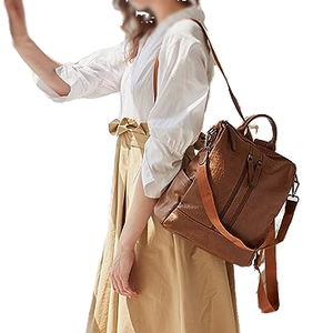 <span class=keywords><strong>Sac</strong></span> à main à bandoulière antivol en cuir végétalien pour femme Doublure en polyester imprimé <span class=keywords><strong>Sac</strong></span> à <span class=keywords><strong>dos</strong></span> à couches pour bébé avec accents de mode - Product Image 2