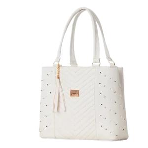 Bolso Tote Casual Blanco para Mujer Fana Cristina M3878, con Remaches de Diamantes, Forro de PU, Bolso de Mano para Boda, Cierre Abierto, Gran Capacidad - Product Image 1