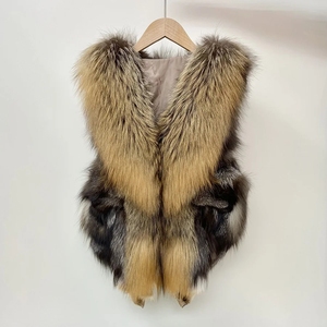 Damen Winter Warm Fox Pelzmantel Natürliche Flauschige Ärmellose Weste Jacke, Kurze Luxus Kunst pelz Oberbekleidung für kaltes Wetter - Product Image 3