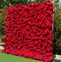 W1003 Panneau mural 3D en fleurs artificielles de roses en soie faites à la main, réalistes, 8x8 pieds, pour mariage, Noël, Saint-Valentin, Pâques