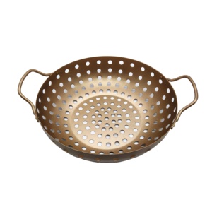 Cesta de barbacoa para acampar al aire libre, sartén antiadherente, barbacoa, <span class=keywords><strong>Wok</strong></span> redondo con doble mango - Product Image 2