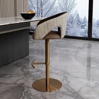 Tabourets de bar et chaises de bar de luxe léger, modernes, personnalisables, confortables, en acier inoxydable Elsa, pivotants, réglables en hauteur, avec dossier, pour îlot de cuisine, mobilier de maison