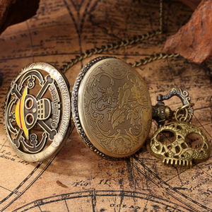 Cadeau vintage Luffy Pirate Skull One Piece Pendentif en métal Collier Horloge Anime <span class=keywords><strong>Montre</strong></span> <span class=keywords><strong>de</strong></span> poche avec chaîne - Product Image 4