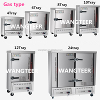 Armoire de cuisson vapeur professionnelle en acier inoxydable à double alimentation, 4, 8, 12 ou 24 plateaux, pour riz, pains et raviolis
