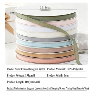 Pita Grosgrain Warna Solid 1cm dalam Gulungan untuk Pembungkus Kado, Buket Bunga, Kemasan Kotak Kue, Pita Dekoratif - Product Image 3