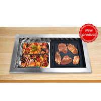 Combinaison de barbecue et de fondue coréenne électrique pour restaurant commercial, 2 en 1