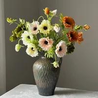 Fleurs artificielles de coquelicot en PU à 2 têtes pour bouquet de mariée DIY, décoration de mariage, fausses fleurs de coquelicot pour table de fête, décoration de maison et de chambre