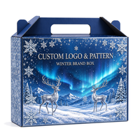 Boîte cadeau de Noël personnalisée avec poignée intégrée et étoile dorée pour l'emballage de vente au détail de Noël