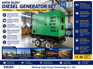 Groupe électrogène diesel silencieux Ricardo de type remorque 40 kVA 30 kW 36 kW 40 kW 50 kW 60 kVA - Product Image 3