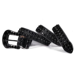 Nuevo estilo <span class=keywords><strong>All</strong></span> <span class=keywords><strong>Black</strong></span> Bling Mens Christmas Rhinestone Cinturones Diamante Cristal y remache Tachonado Rock <span class=keywords><strong>Star</strong></span> Cinturón de cuero - Product Image 2