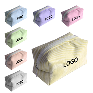 Trousse de Maquillage Matelassée en Coton Grande Capacité pour Femme, Sac Cosmétique Portable Douillet avec Fermeture Éclair, Étui à Motif Bonbon Mignon - Product Image 1