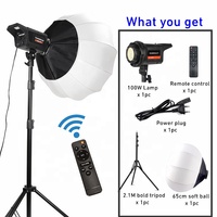 Kit d'éclairage de studio LED bicolore 220V 100W avec boîte à lumière sphérique 65CM et trépied 2.1M pour portrait, diffusion en direct et vlogging