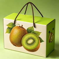 Op maat bedrukte golfkartonnen fruitverpakking doos kiwi banaan cadeaudoos met transparant venster en lint handvat voor fruitverpakking