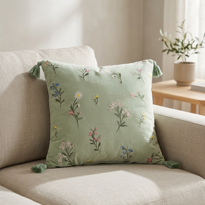 Embroidered 100% Cotton Vintage Square Envelop Closure <b>Cushion</b> <b>Cover</b> - Product Image 3