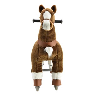 <span class=keywords><strong>Cavallo</strong></span> a Dondolo in Legno per Bambini, Marrone, Peluche Meccanico con Ruote per Gioco e Attività Fisica - Product Image 2