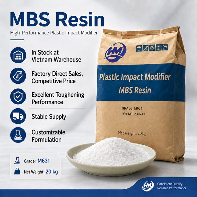 HM Brand MBS Resin M631 (99.99% Purity) Impact Resistance Modifier for PVC Equivalent to Formosa 61 & Kaneka B-513 CN