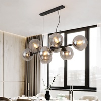 Lustre rectangulaire à 8 lumières Magic Bean Molecular Bubble, luminaire suspendu en verre pour salon, économie d'énergie, blanc chaud 2700K