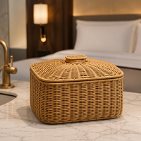 Panier de rangement rond en rotin tressé, durable, écologique et moderne, avec couvercle, grandes et petites tailles, pour aliments, fruits, pain, usage domestique ou cadeau