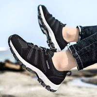 Chaussures décontractées à lacets pour hommes, en maille respirante, couleurs unies, surfaces en maille respirante, caractéristiques amortissantes, haute qualité, toutes saisons