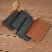 Dompet Pria & Wanita kulit asli Crazy Horse lembut tempat kartu kapasitas besar 1152 slot kartu dompet koin pendek
