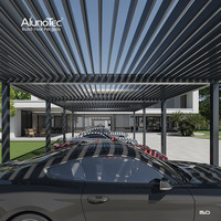 AlunoTec Luxe Télécommande Intelligente Aluminium Terrasse Imperméable Persienne de Toit Hôtel Pergola Solaire