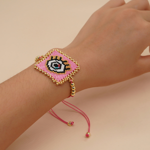Miyuki braccialetti con ciondoli fatti a mano con perline braccialetto regolabile con catena a corda per le donne Teen Girl <span class=keywords><strong>Evil</strong></span> Eye Heart Boho Jewelry - Product Image 3