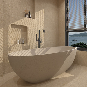 Baignoire autoportante pour hôtel, salle de bain intérieure, en surface solide, pour adultes, avec drain en pierre, écologique - Product Image 2