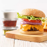 Récipient pour aliments hermétique transparent à paroi unique jetable écologique personnalisé au design moderne couvercle de tasse à sauce rond en plastique à emporter de 2 OZ