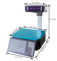 Timbangan cetak ritel Label Lcd Led, timbangan Printer tanda terima tampilan ganda Digital elektronik