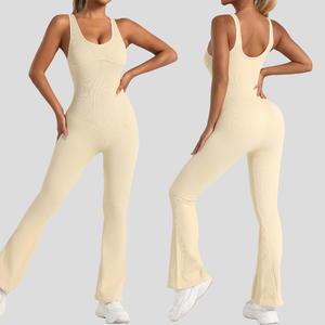 Combinaison de sport moulante et respirante pour femme Tiyo, dos nu, poitrine rembourrée, double couche, col rond, 100 % polyester - Product Image 1