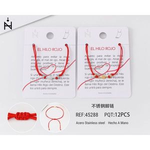 Cavigliera in acciaio inossidabile con filo rosso, portafortuna per donna, gioielli alla moda, fatti a mano, 12 pezzi - Product Image 1