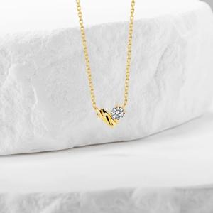 RINHOO Collana con ciondolo a forma di cuore con zirconi, minimalista e lussuosa, placcata in oro 18 carati, catena per clavicola, per donna, gioielli da matrimonio - Product Image 5