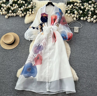 Robe longue décontractée TKS Fall Roman Bow Collar pour femme, robe en dentelle