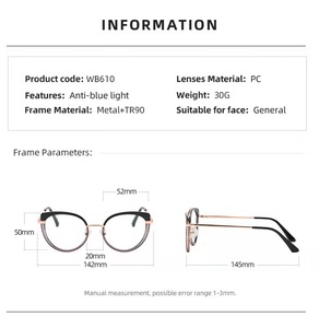 Cat Eye-gafas ópticas TR90 con bloqueador de bloqueo, marco de ordenador con luz azul, TR90, novedad de <span class=keywords><strong>2023</strong></span> - Product Image 2
