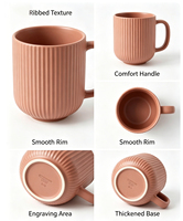 Tasse à café en porcelaine de haute qualité, style américain, à rayures verticales mates, en céramique, résistante au micro-ondes et au lave-vaisselle, tasse à latte