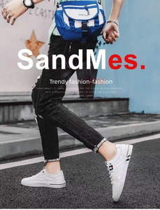 Baskets décontractées blanches pour hommes à enfiler, avec empeigne en cuir, semelle souple et élégantes pour le sport, le skateboard et la course à pied - Product Image 6