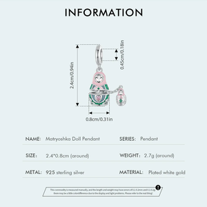 Abalorio de muñeca Matryoshka de Plata de Ley 925 para pulsera y collar, colgante de joyería DIY, regalo de muñeca anidada rusa - Product Image 2