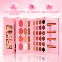 IGOODCO Palette de maquillage 3-en-1 40 couleurs facile à appliquer : blush, highlighter, contour, fard à paupières, gloss à lèvres, fini mat, scintillant et pailleté